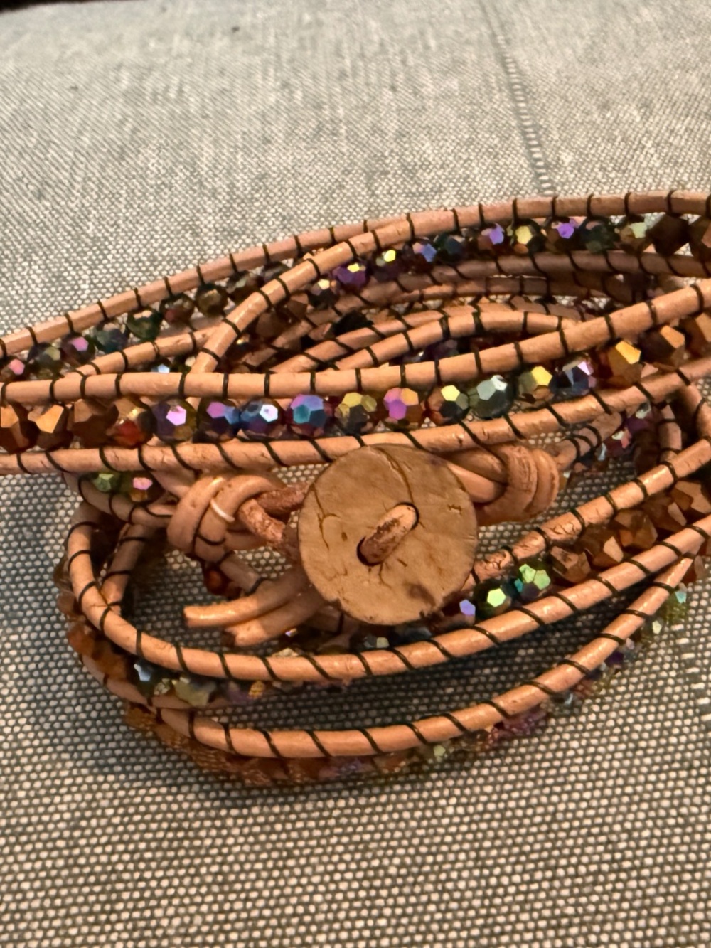Wrap Leather Bracelet with Multicolor Beads